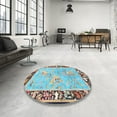 thumbnail image 4 of Ahgly Company Machine Washable Indoor Round Traditional Dark Almond Brown Area Rugs, 4' Round, 4 of 7