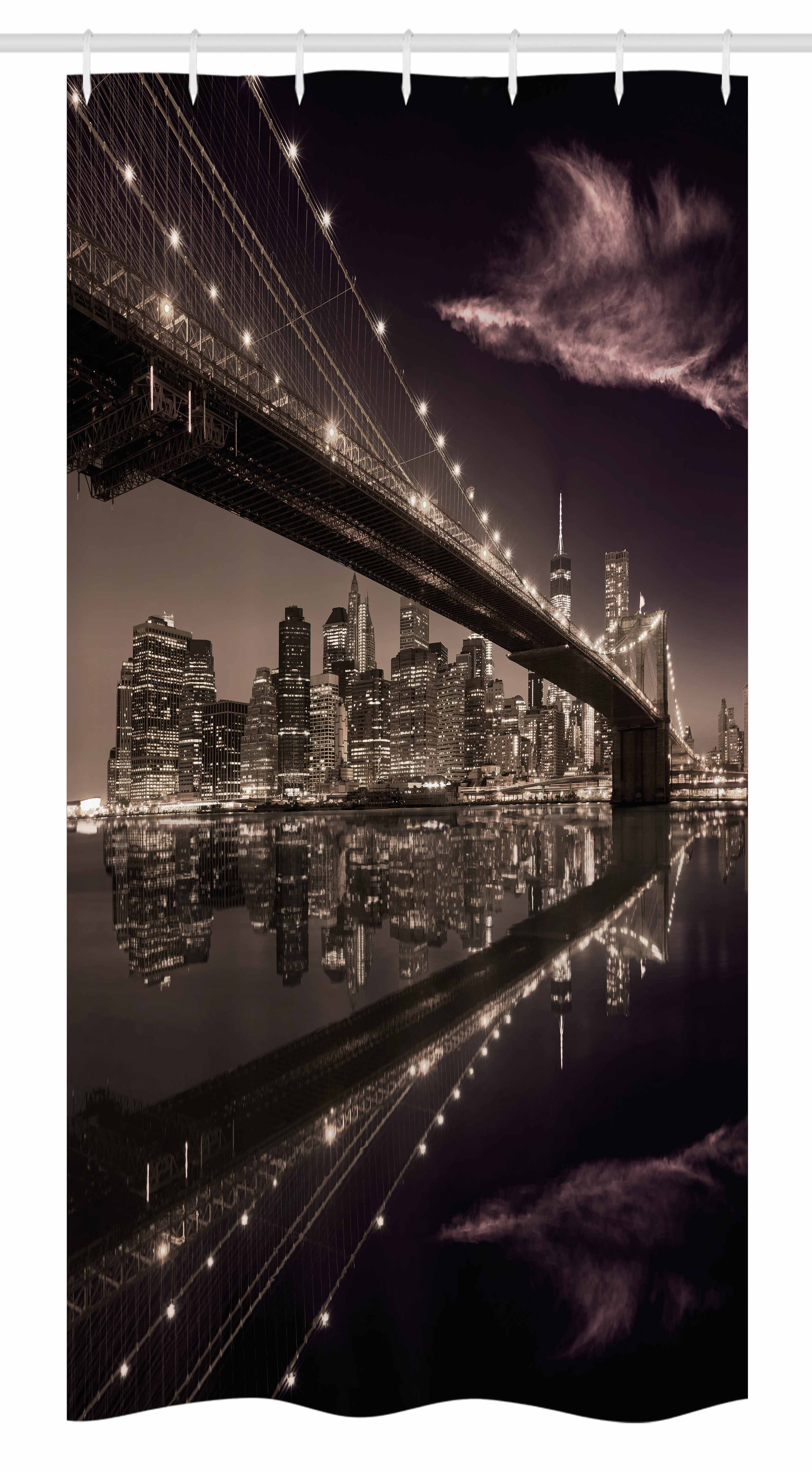 Landscape Stall Shower Curtain, Brooklyn Bridge Sunset NYC View