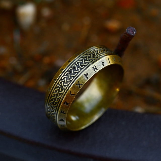 Anillo de acero inoxidable de estilo japonés y coreano, sencillo, de moda, con letras vikingas nórdicas vintage, nudo celta, anillo de acero de titanio