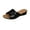 Black, variant on Women's Metallic Color Slope Heel Sandals, Summer Cross Strap Design One Foot Stirrup Lightweight Comfortable Wedge Heel Party Slippers