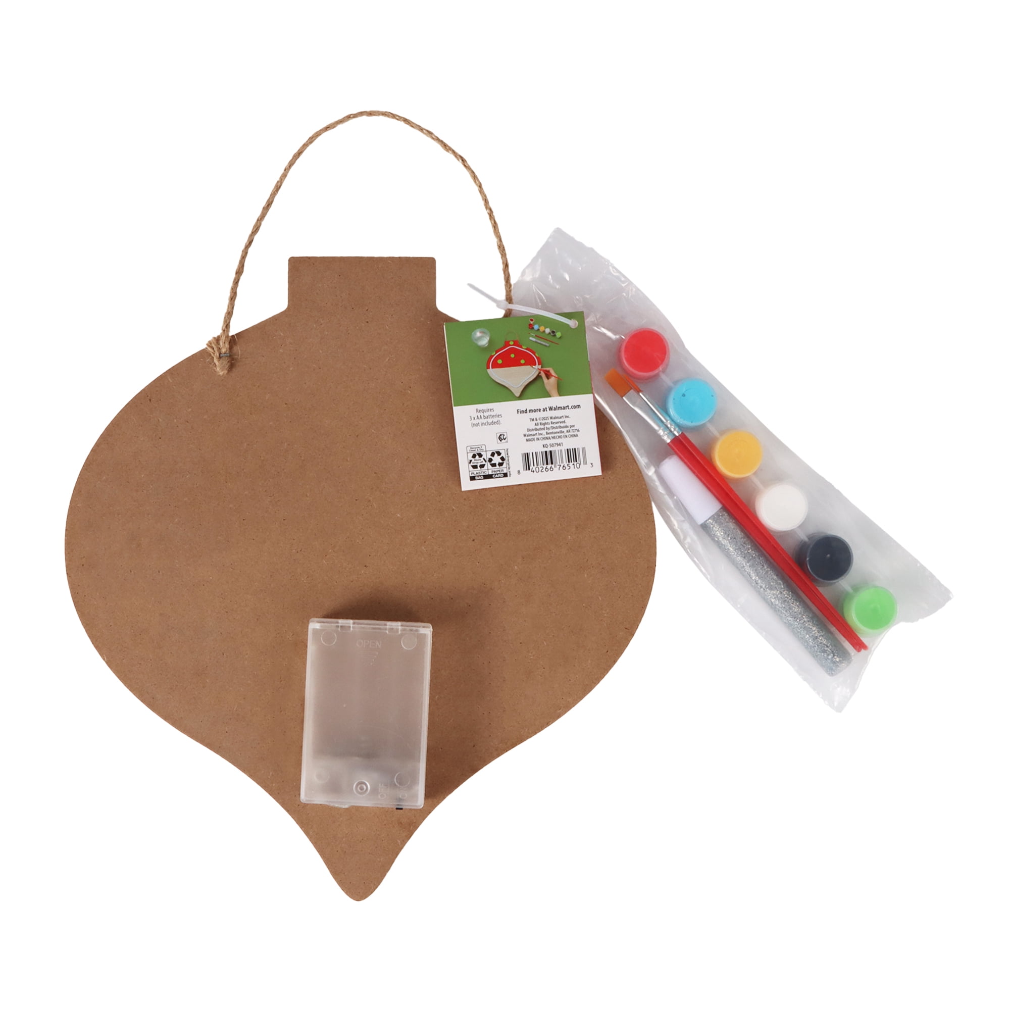 Hello Hobby LED Unfinished Ornament Plaque, MDF Wood Surface, 10.04 in x 0.65 in x 10.93 in
