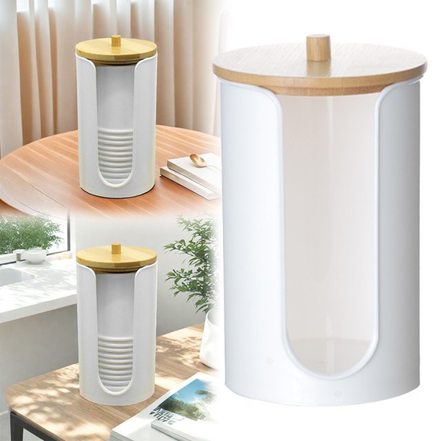 Oleegame 1 Pce Repose-Cuillère et Couvercle Acrylique Moderne Compact Petit Distributeur Jetable de Gobelets en Papier Support de Rangement pour Rincer des Gobelets sur des Comptoirs de Meuble-Lavabo de Salle de Bain Gobelets Non Inclus Blanc