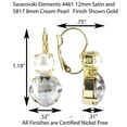 thumbnail image 4 of Swarovski Gold 12MM 4160 Satin and 8mm Cream Pearl Leverback Earrings Nickel Free, 4 of 4