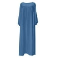 thumbnail image 4 of Abaya Dress for Elegant Women's Swing Dress Solid Color Round Neck Loose Comfortable Robe Gown, 4 of 5