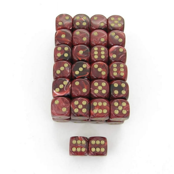 Burgundy Vortex Dice with Gold Pips D6 16mm (5/8in) Bulk Pack Of 50 Wondertrail