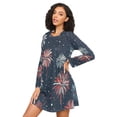 thumbnail image 3 of FORMRS Womens Long Sleeve Nightgowns Crew Neck Sleep Shirt Soft Pajamas Sizes S-3XL, Starry Fireworks Pattern, 3 of 8