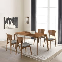 Kalia Wood Dining Chair in Walnut Finish with Charcoal Fabric - Set of 4