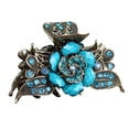 thumbnail image 3 of Turquoise Flower Jaw Clip Metal Updo Hair Clamp Barrette Hairpin Blue, 3 of 5