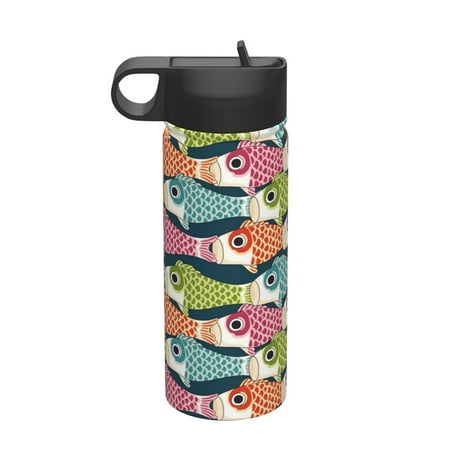 

Adobk Lantern Koi Fish Print Water Bottle 18oz Sports Insulated Kettle for Cycling Gym Basketball Outdoor Suitable as a Present