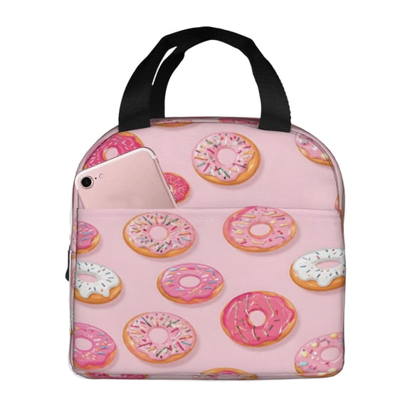 Donut Lunch Bag Reusable Thermal Lunch Box with Handle for Women and Men