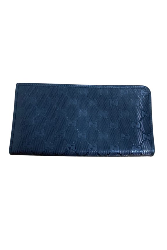 Pre-Owned GUCCI Gucci Imprime GG pattern L-shaped zipper long wallet, black, men's.
