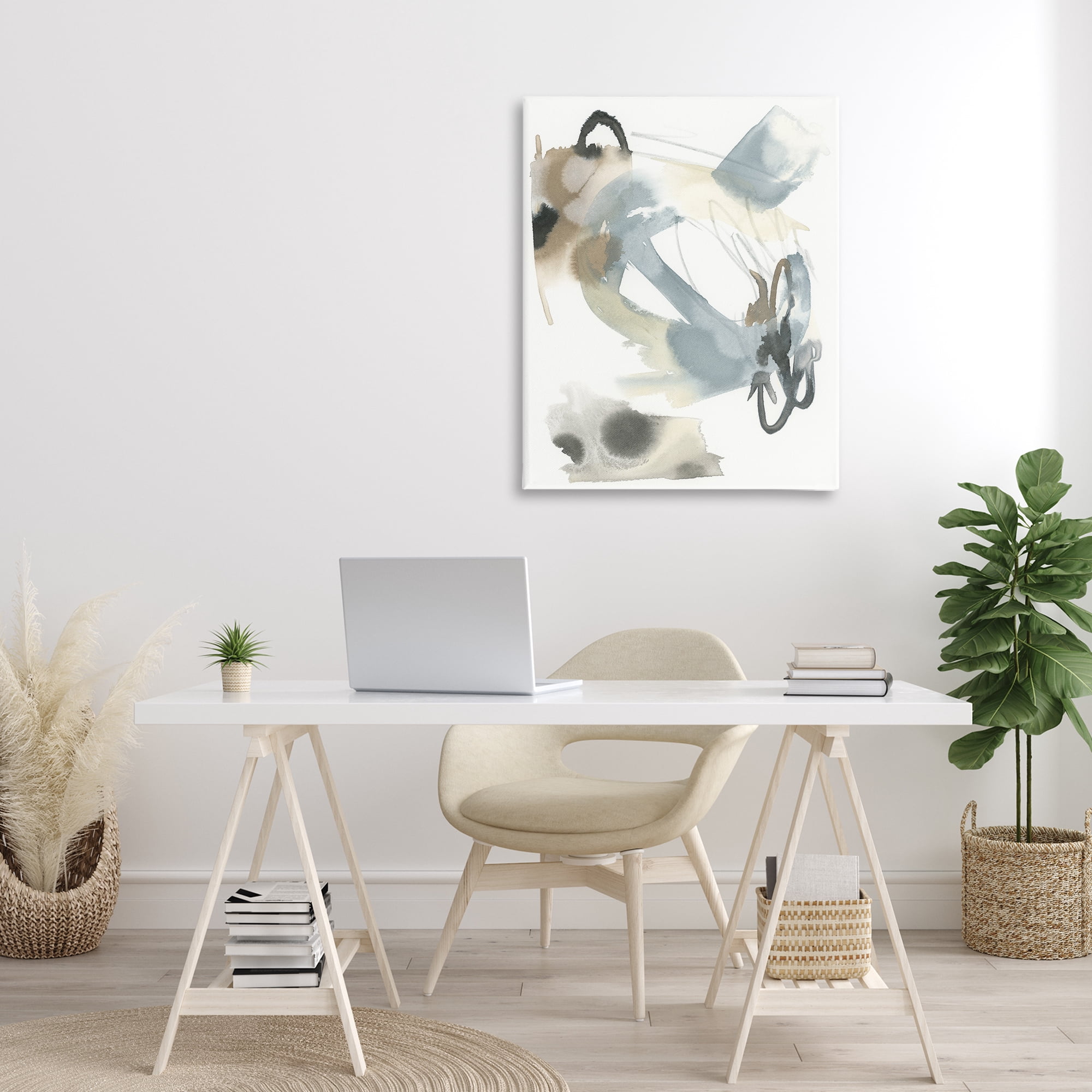 Stupell Industries Modern Neutral Watercolor Abstract Painting Gallery Wrapped Canvas Art Print Wall Art, 30 x 40