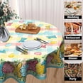 thumbnail image 4 of Easter Rabbit Tablecloth Round 60 Inch Eucalyptus Leaf Table Cloth Holiday Washable Fabric Table Cover for Home Kitchen Party Dinner Decor, 4 of 8