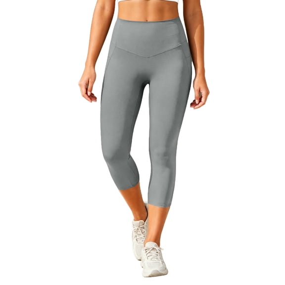 PEIBang Women's Quick Dry Slim Fit Capri Athletic Pants,Elastic High Rise Side Split Stretch Calf Leggings for Daily Loungewear