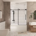 thumbnail image 3 of Frameless shower door 56-60 "W x 60" H, 1/4 "(6 mm) Clear Tempered Glass, Explosion Proof Film, Stainless Steel Handle, Matte Black, 3 of 5