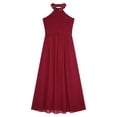 thumbnail image 3 of TiaoBug Kids Flower Girls Sequins Wedding Party Dress Halter Sleeveless Elegant Gown Burgundy 6, 3 of 7