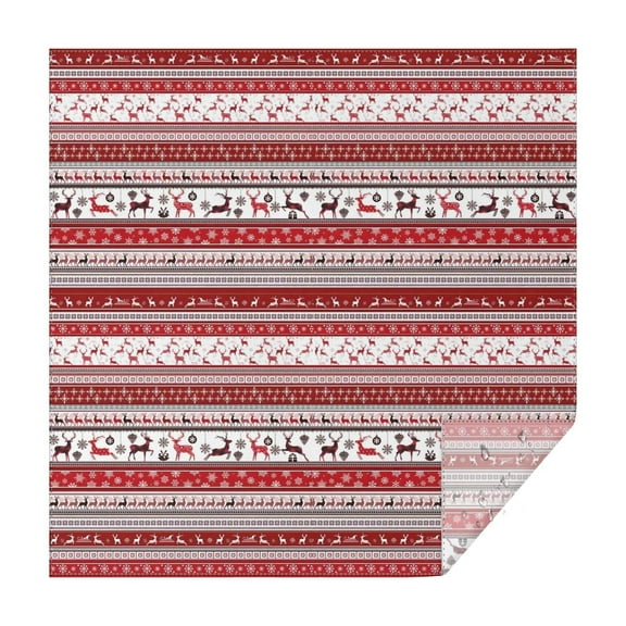 Red Christmas Folk Pattern Square Tablecloth,Waterproof Square Table Cover,Wipeable Spillproof Washable Table Cover for Home Kitchen Party Decor 42"X42"(107x107cm)