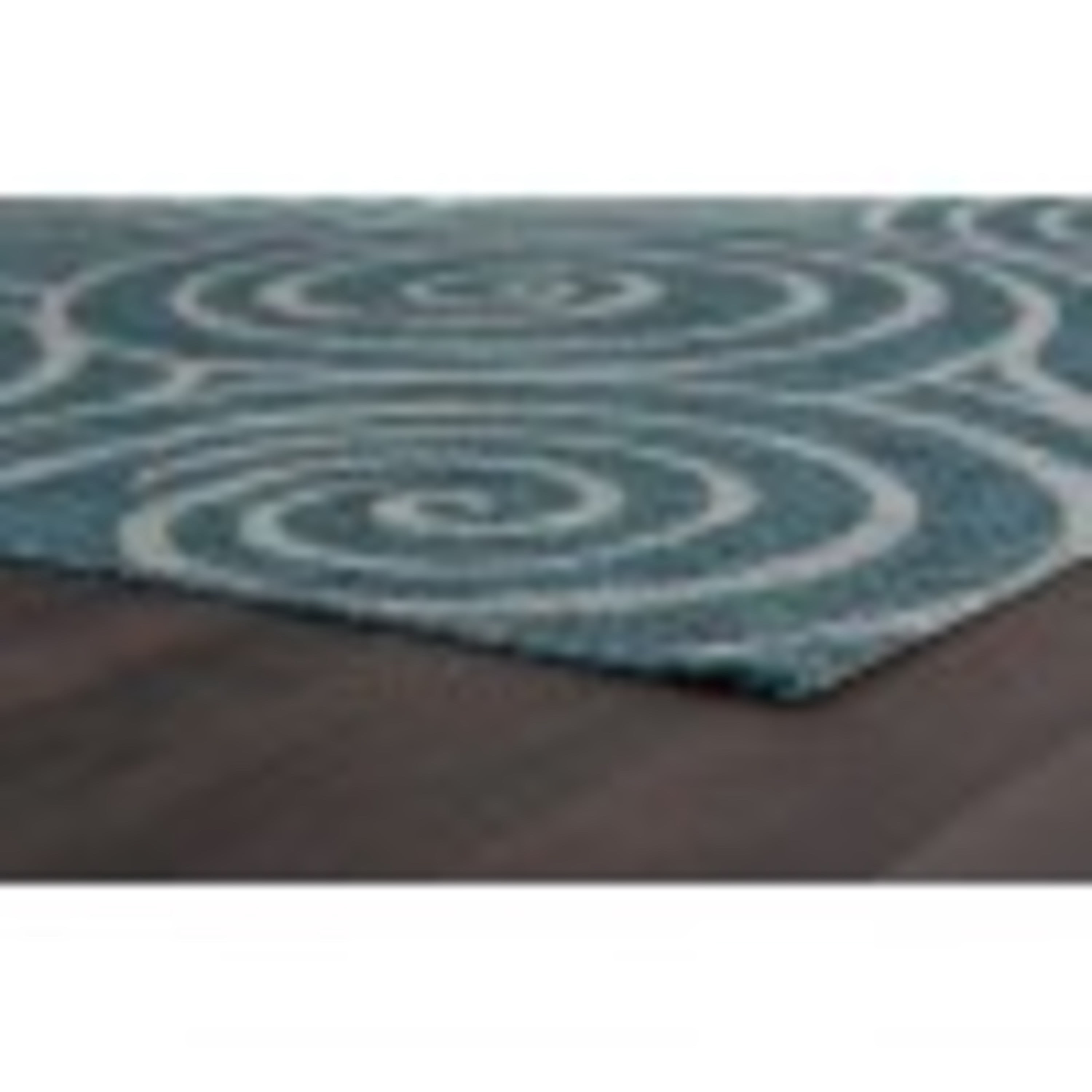 Veranda Transitional 8' x 10' Aqua and Light Gray Polypropylene Outdoor Area Rug