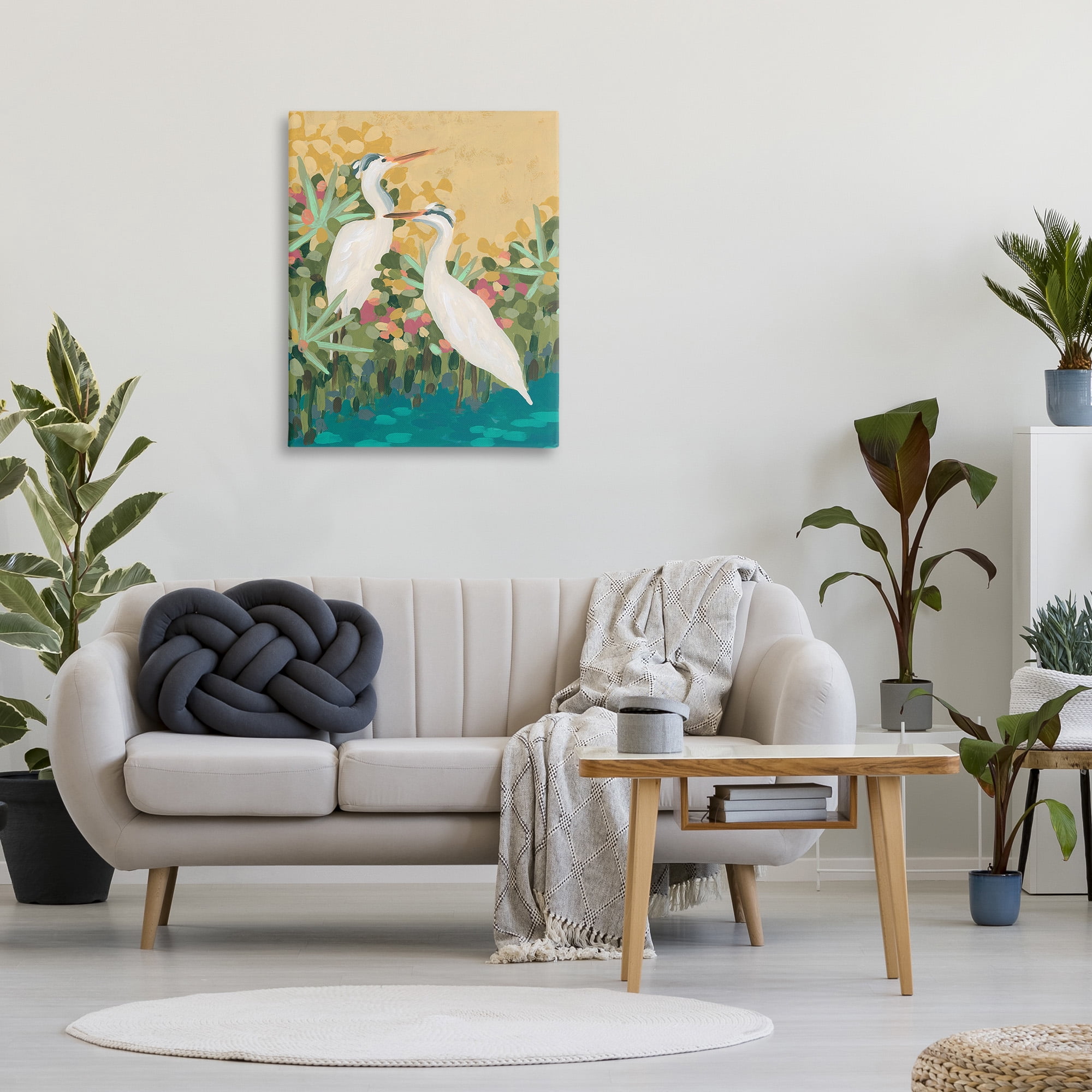Stupell Industries Modern Birds at Pond's Edge Animals & Insects Painting Gallery Wrapped Canvas Art Print Wall Art, 30 x 40