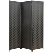 Legacy Decor Room Divider 3 Panel Weave Design Fiber Black Color