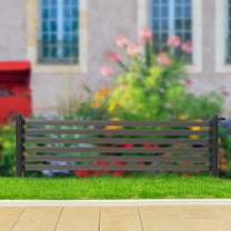 Outdoor Privacy Fence, 43.31x14.17in Coffee Panel, PE and Steel Material, Easy Assembly for Yard and Garden