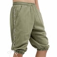 thumbnail image 6 of Men Casual Loose Linen Drawstring Pants Joggers Trousers Elastic Waist Straight Leg Cropped Pockets Lightweight Breathable Quick Dry Beach Vacation Summer Travel Outdoor Hiking, 6 of 9