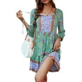 thumbnail image 3 of Txlixc Vestido de mujer, 3 / 4 - Manga V - neck, con flecos y flecos, vestido de estilo bohemio impreso Txlixc moda, 3 of 7