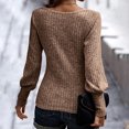 thumbnail image 6 of Puff Sleeve Sweaters for Women Cute Tops Fall Long Sleeve Tops Knit Tops Square Neck Tops Womens Sweaters Dressy Casual Lightweight Sweaters Ribbed Loose Fit Shirts Plus Size Tunic Tops Brown 2XL, 6 of 6