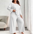 thumbnail image 2 of Byworldtasic Womens Plus Size Lounge Set 2 Piece Outfits Sweatsuits Tracksuit Long Sleeve Baggy Wide Leg Pant Sets, 2 of 7
