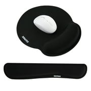GEMEK Mouse Pad & Keyboard Wrist Rest Support for Gaming Computer Laptop,Memory Foam Set for Easy Typing & Relief Getting Hand Hurt and Carpal Tunnel Syndrome Pain(Black Mouse Pad&Keyboard Wrist Rest)