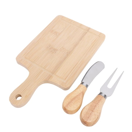 Riousery 3-Piece Cheese Board Set Exquisite Square Wood Charcuterie Board with 2 Tools for Party Baby Shower Wedding Present (9.5 inches / 24.1 cm)