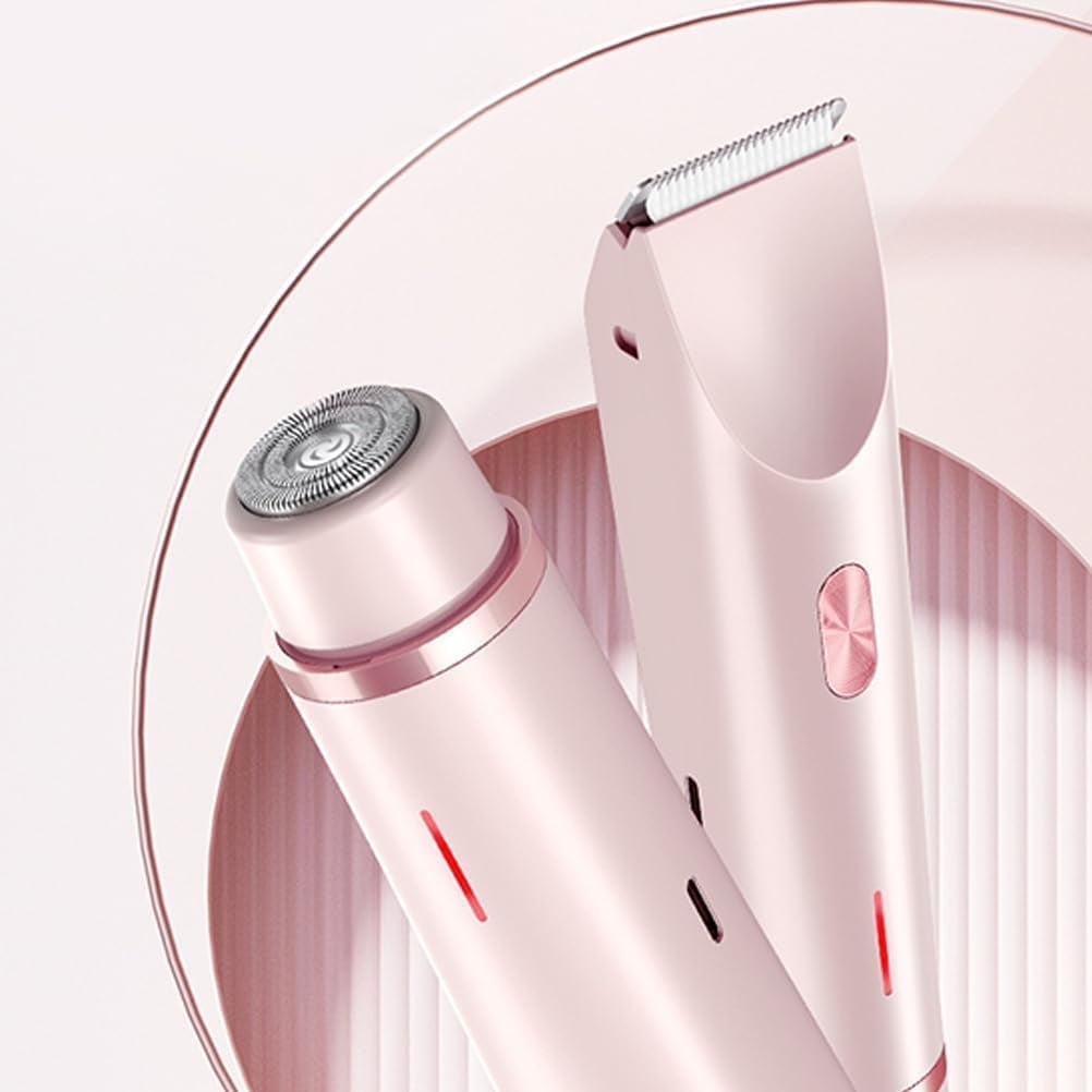Electric Intimate Hair Trimmer for Women, Double Sided Electric Bikini Trimmer Waterproof, Shaver and Razor Rechargeable 2-in-1 Body and Facial Epilator, Painless Electric Razors for Skin