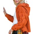 thumbnail image 1 of Knitted Hoody Cardigan Long Sleeves Pullover Sweater Coat Solid Color Open Front Cable Hooded Outwear Jacket, 1 of 3