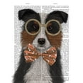 thumbnail image 2 of Fab Funky 15x18 Black Ornate Wood Framed with Double Matting Museum Art Print Titled - Border Collie, Tricolour, with Glasses and Bow Tie, 2 of 4