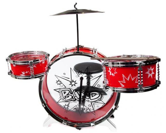 Snare Tom Tom Drum & Cymbal New READY ACE Kiddy Jazz Drum Set & Stool w  Bass 