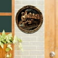 thumbnail image 2 of Vintage Train Theme Aluminum Metal Sign, 8x8 Inch Round Flat Wall Decor for Kitchen, Coffee Shop, Home, Office - Ideal Thanksgiving or Christmas Gift, 2d, Wreath Sign, Living Room, 2 of 7