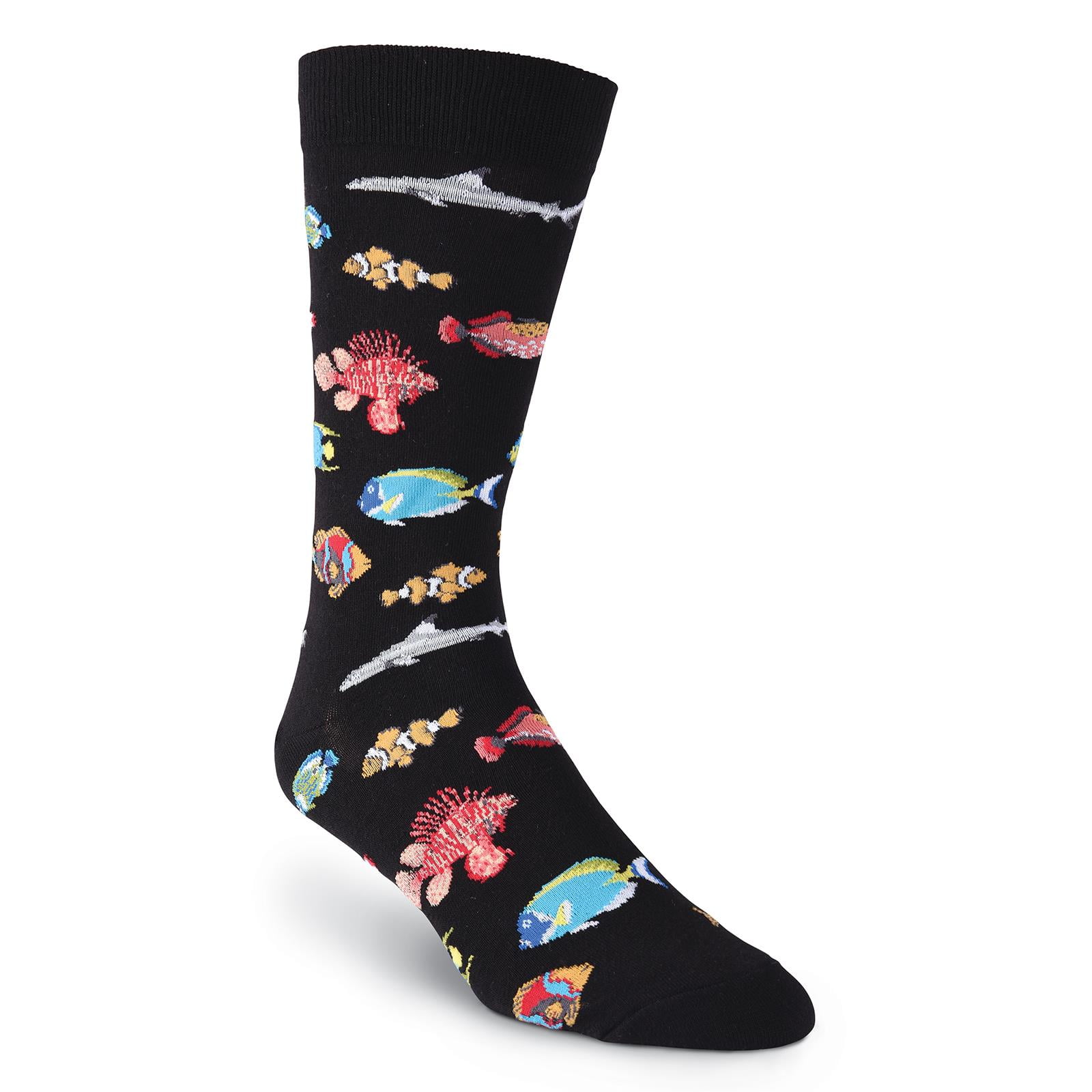 K. Bell Mens Exotic Fish Crew Socks, 1013, Black Walmart Canada