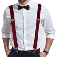thumbnail image 7 of Buyless Fashion Suspenders for Men - 48" Adjustable Straps 1 1/4" - X Back With Black Clips - 5142-Burgundy, 7 of 7