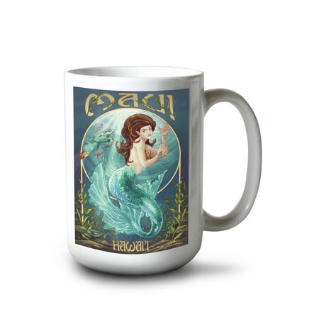 

15 fl oz Ceramic Mug Maui Hawaii Mermaid Dishwasher & Microwave Safe
