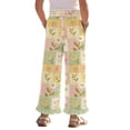 thumbnail image 2 of COEQINE Girls' Wide Leg Pants with Ruffle High Waisted Trousers Straight Leg Track Pants Fashion Outfits Trendy Bottoms for 13-14 Years, Retro Daisy Patchwork, 2 of 8