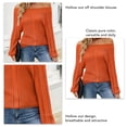 thumbnail image 3 of Blusa con hombros descubiertos, manga larga, Color puro, Tops casuales de moda para mujer, 3 of 4