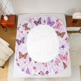 thumbnail image 5 of Homewish Boho Butterfly Twin Sheet Sets,Rustic Flower Twin Fitted Sheet,Pink Purple Flat Sheet For Girls Kids,Luxury Bedroom Decor,3-Piece, 5 of 7