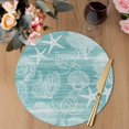 thumbnail image 3 of Turquoise Coastal Round 13 Inch Placemats Set of 4, Nautical Coral Starfish Shell Turtle Summer HeatResistant Non Slip Place Mats for Dining Table, Wipeable Kitchen Table Mats for Housewarming, 3 of 9
