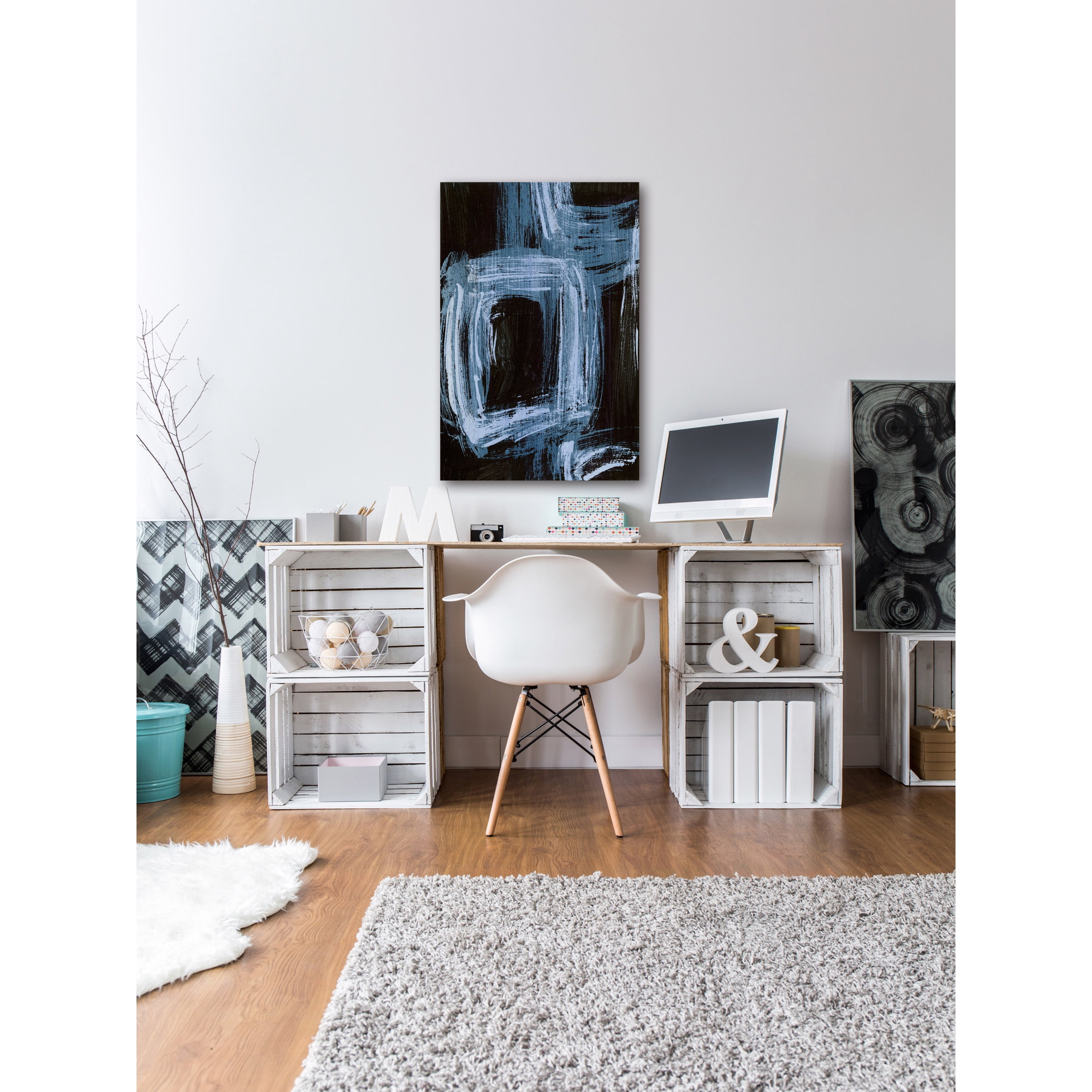 Marmont Hill "Sapphire Windows I" Painting Print on Wrapped Canvas