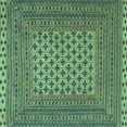 thumbnail image 1 of Ahgly Company Indoor Square Southwestern Turquoise Blue Country Area Rugs, 5' Square, 1 of 4