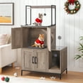 thumbnail image 3 of HOOBRO Cat Litter Box Enclosure Furniture, 2 in 1 Hidden Litter Box Furniture with Shelf, Double Litter Box Cabinet with 2 Dangling Plush Balls and 1 Toy Ball, Greige and Black BG78MW01, 3 of 11
