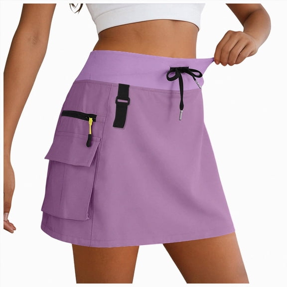 vigerkar Women's 18" Hiking Cargo Skort Athletic Skirt High Waist Quick Dry Golf Skort with Zipper Pockets, Dressy Casual Sporty Summer Outfits for Travel (Hot Pink, 3XL)