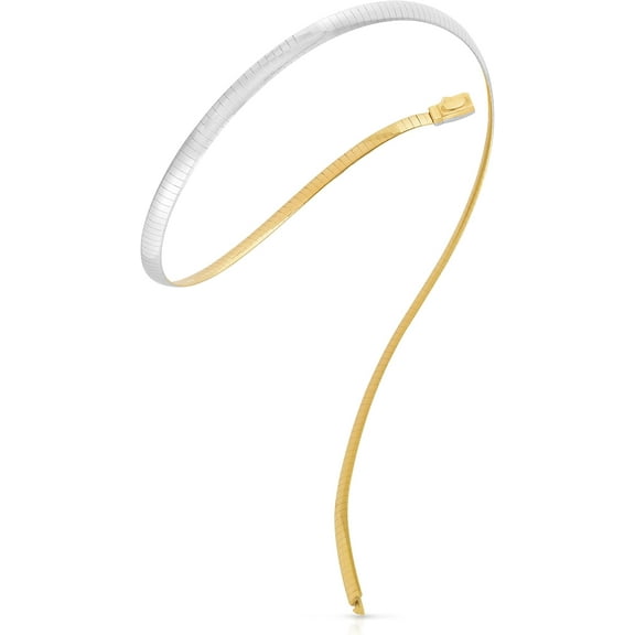 Floreo 14k Yellow and White Gold 4mm Reversible Omega Chain Necklace