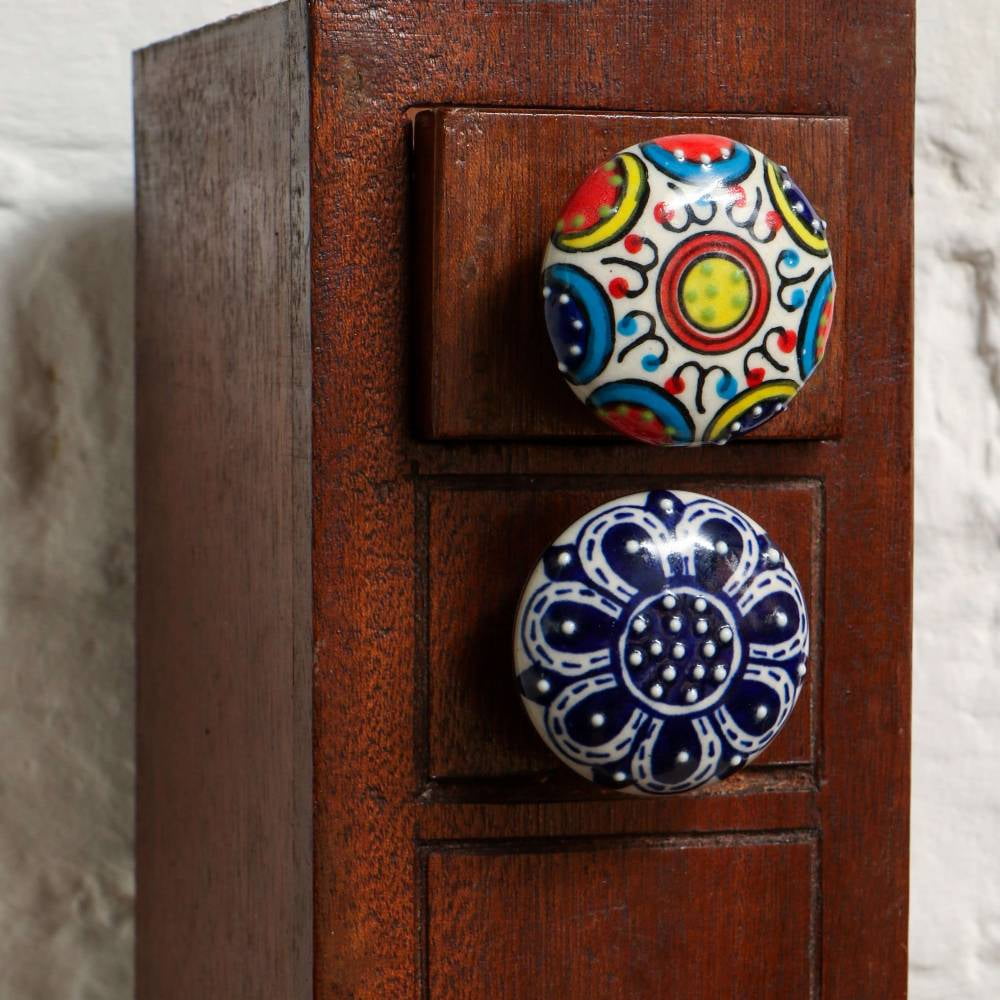 Set of Six Ceramic Canterbury Cabinet Knobs by Trinca-Ferro