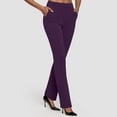 thumbnail image 2 of vigerkar Women's Stretch Yoga Pants -High Waist Bell Bottoms Trouser,Pull-On Office Slacks,with Pockets Purple, XL, 2 of 5
